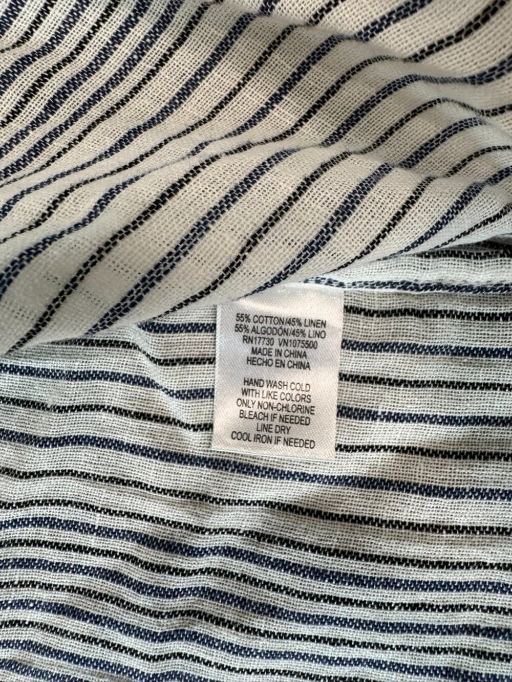 Universal Thread White Blue Stripe Cotton Linen Open Front Shrug OSFM F21 - Picture 3 of 5